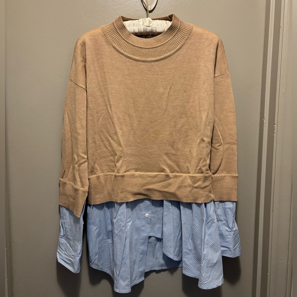 Veronica Beard Camel Knit Layered Sweater